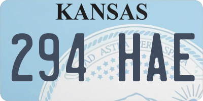 KS license plate 294HAE