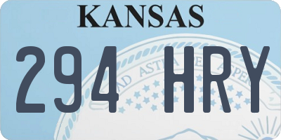 KS license plate 294HRY