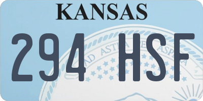 KS license plate 294HSF