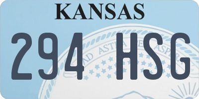 KS license plate 294HSG