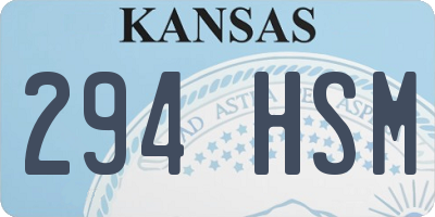 KS license plate 294HSM
