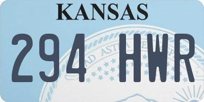 KS license plate 294HWR