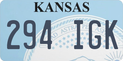 KS license plate 294IGK