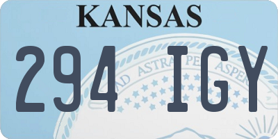 KS license plate 294IGY