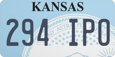 KS license plate 294IPO