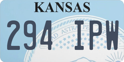 KS license plate 294IPW