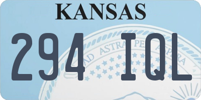 KS license plate 294IQL