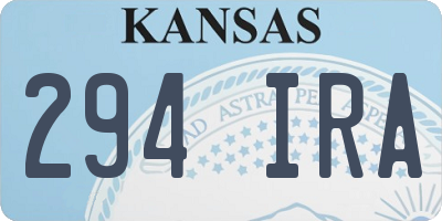 KS license plate 294IRA