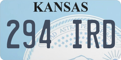 KS license plate 294IRD