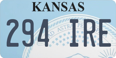 KS license plate 294IRE