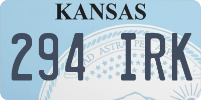 KS license plate 294IRK