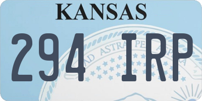 KS license plate 294IRP