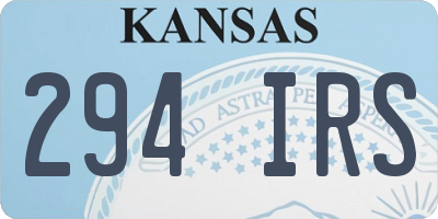 KS license plate 294IRS