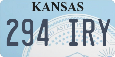 KS license plate 294IRY