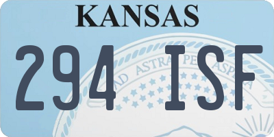 KS license plate 294ISF