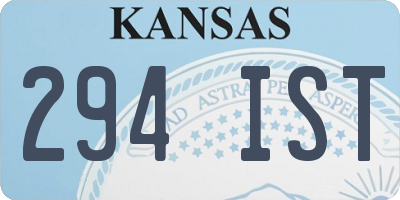 KS license plate 294IST