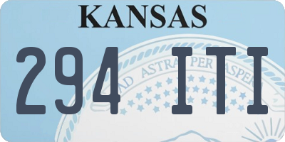 KS license plate 294ITI