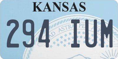 KS license plate 294IUM