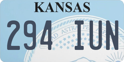 KS license plate 294IUN