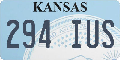 KS license plate 294IUS