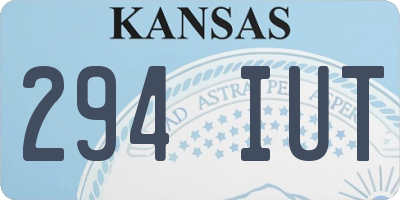 KS license plate 294IUT