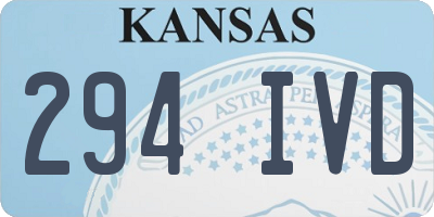 KS license plate 294IVD