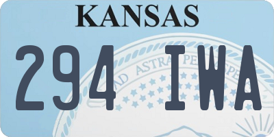KS license plate 294IWA