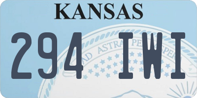 KS license plate 294IWI