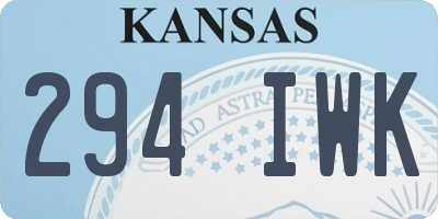 KS license plate 294IWK