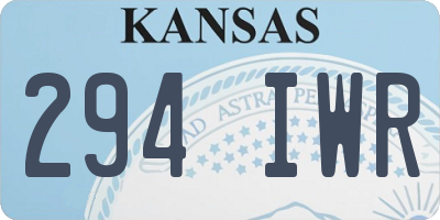 KS license plate 294IWR