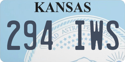 KS license plate 294IWS