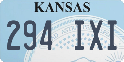 KS license plate 294IXI