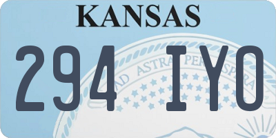 KS license plate 294IYO