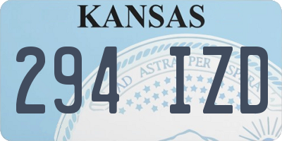 KS license plate 294IZD