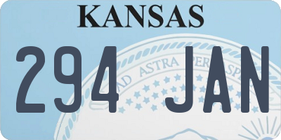 KS license plate 294JAN