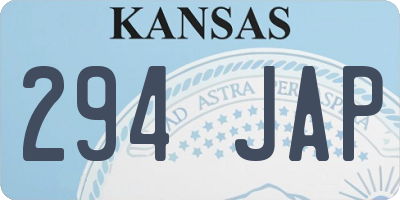 KS license plate 294JAP