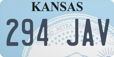 KS license plate 294JAV
