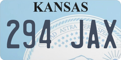 KS license plate 294JAX