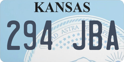 KS license plate 294JBA