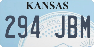KS license plate 294JBM