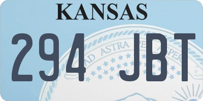 KS license plate 294JBT