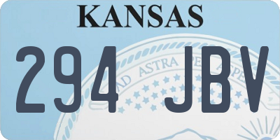KS license plate 294JBV
