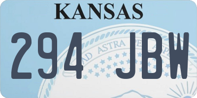 KS license plate 294JBW