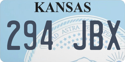 KS license plate 294JBX