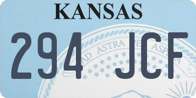 KS license plate 294JCF