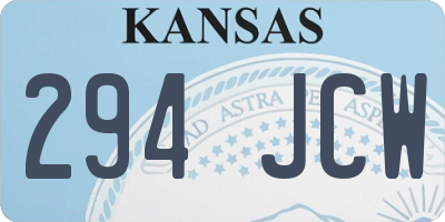 KS license plate 294JCW