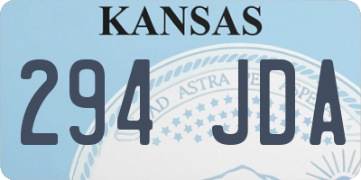KS license plate 294JDA