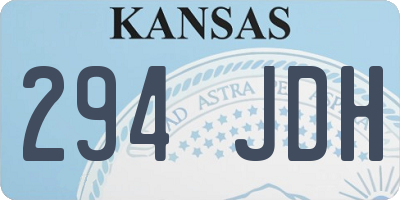 KS license plate 294JDH