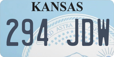 KS license plate 294JDW