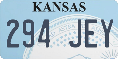 KS license plate 294JEY